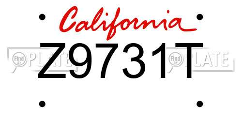 Z9731T California License Plate