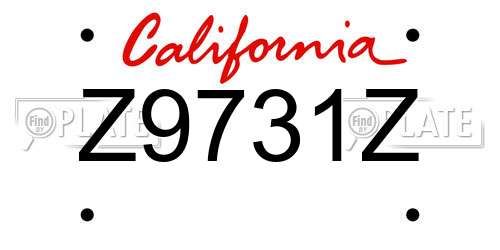 Z9731Z California License Plate