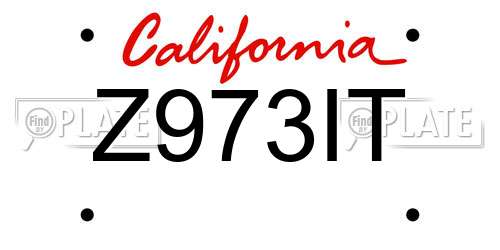 Z973IT California License Plate