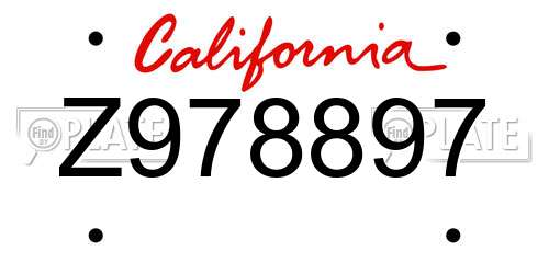 Z978897 California License Plate