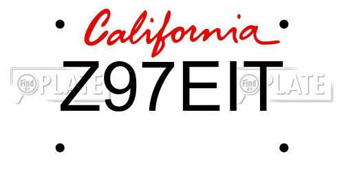 Z97EIT California License Plate