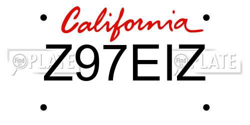 Z97EIZ California License Plate