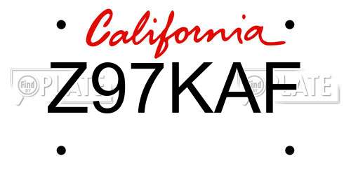Z97KAF California License Plate