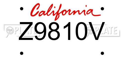 Z9810V California License Plate