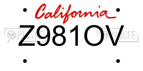 Z981OV California License Plate