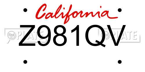 Z981QV California License Plate