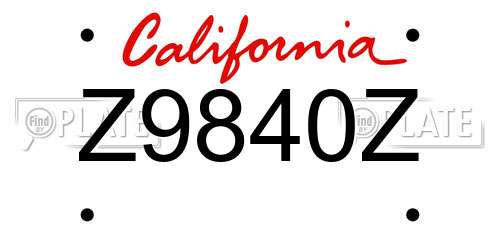 Z9840Z California License Plate