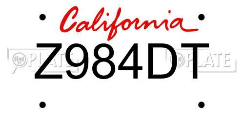 Z984DT California License Plate