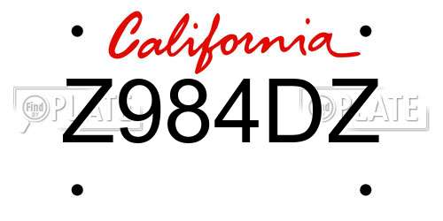 Z984DZ California License Plate