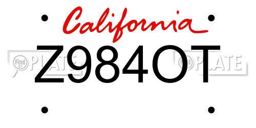 Z984OT California License Plate