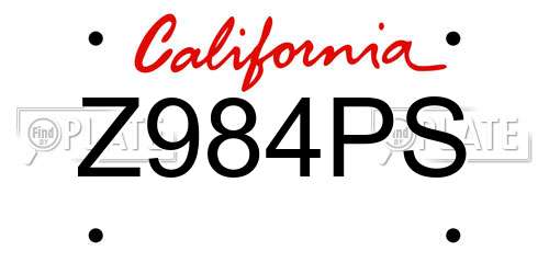 Z984PS California License Plate