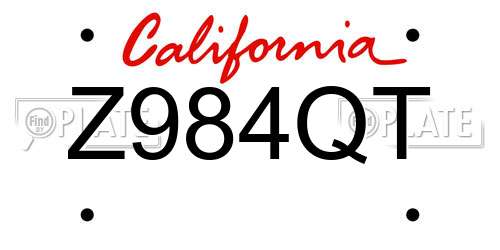 Z984QT California License Plate