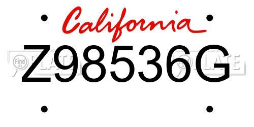 Z98536G California License Plate