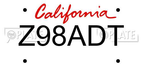 Z98ADT California License Plate