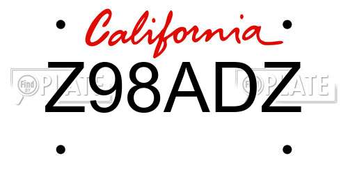 Z98ADZ California License Plate