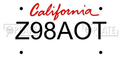 Z98AOT California License Plate