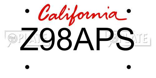 Z98APS California License Plate