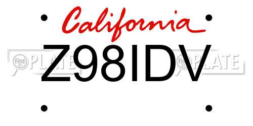 Z98IDV California License Plate