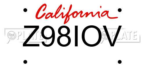 Z98IOV California License Plate