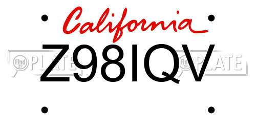 Z98IQV California License Plate