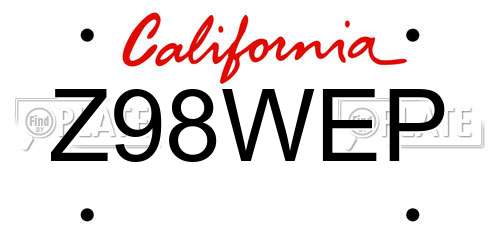 Z98WEP California License Plate