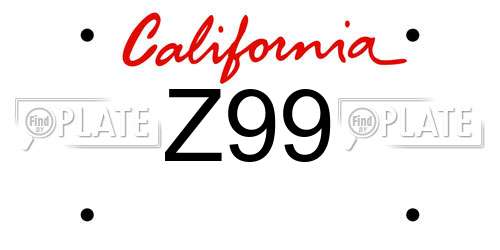 Z99 California License Plate