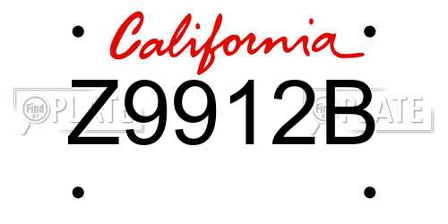 Z9912B California License Plate