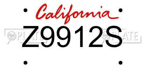 Z9912S California License Plate