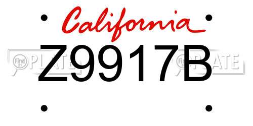 Z9917B California License Plate