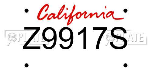 Z9917S California License Plate