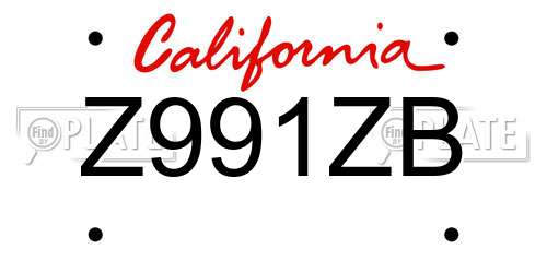 Z991ZB California License Plate