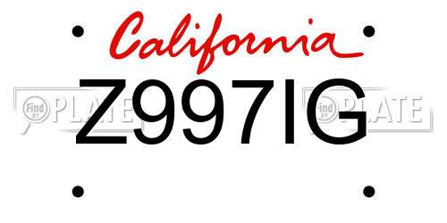 Z997IG California License Plate