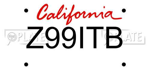 Z99ITB California License Plate