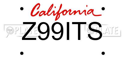 Z99ITS California License Plate
