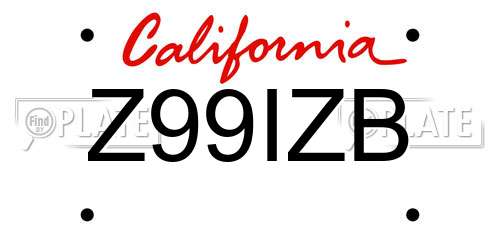 Z99IZB California License Plate