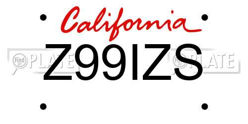 Z99IZS California License Plate