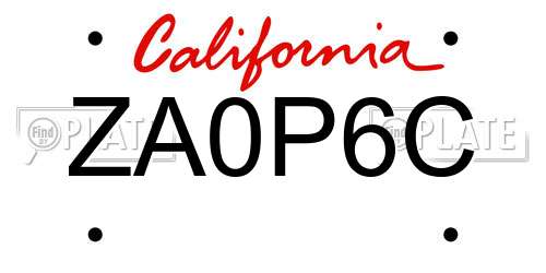 ZA0P6C California License Plate