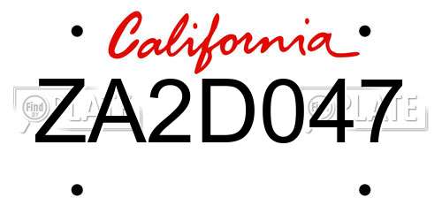 ZA2D047 California License Plate