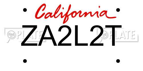 ZA2L2T California License Plate