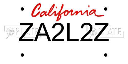 ZA2L2Z California License Plate