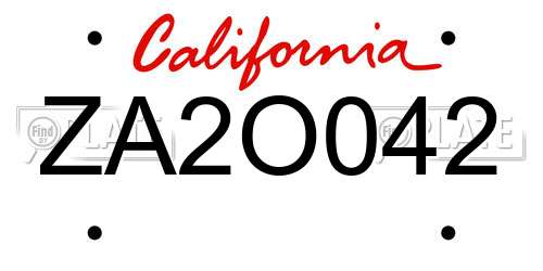 ZA2O042 California License Plate