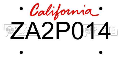 ZA2P014 California License Plate