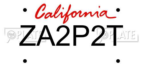 ZA2P2T California License Plate