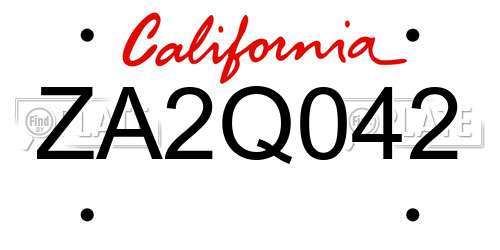 ZA2Q042 California License Plate