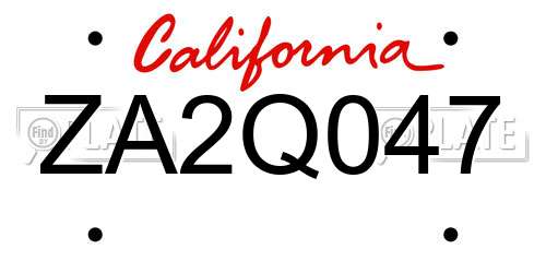 ZA2Q047 California License Plate