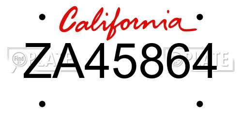 ZA45864 California License Plate