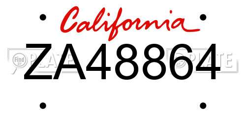 ZA48864 California License Plate