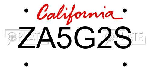 ZA5G2S California License Plate
