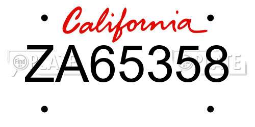 ZA65358 California License Plate