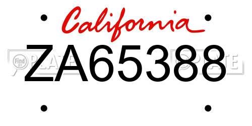 ZA65388 California License Plate